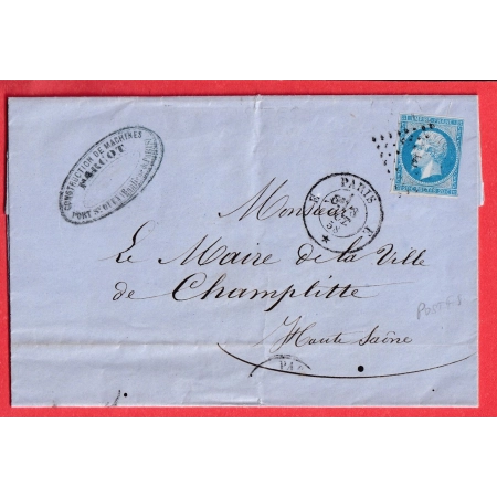 N°14Ah VARIETE POSTFS PARIS BUREAU E CHAMPLITTE HAUTE SAONE