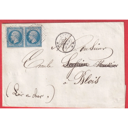 N°14 PAIRE SUR AZURE TB PARIS CERCLE DE POINTS 3311 + P1366 POUR BLOIS LOIR ET CHER RARE INDICE 25