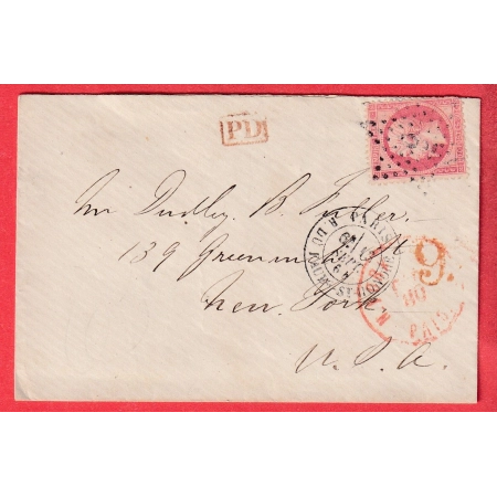 N°24 PARIS ETOILE 9 P1 PARIS R DU FAUBG ST HONORE POUR NEW YORK USA 1868