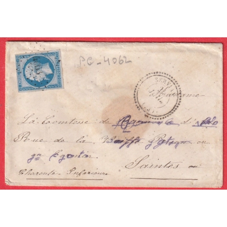 N°14 PC 4063 SERVIAN HERAULT CAD TYPE 22 INDICE 14 POUR SAINTES CHARENTE INFERIEURE
