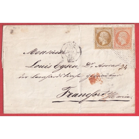 N°13 16 POINTILLES FINS PARIS 3E 60 2 FRANCFORT FRANKFURT ALLEMAGNE 1861