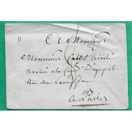 MARQUE 83 VERMANTON YONNE POUR PARIS 44x12 1812 LETTRE COVER FRANCE