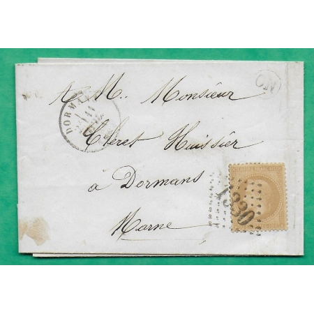 N°28 GC 1330 DORMANS MARNE OR ORIGINE RURALE NON IDENTIFIEE CORRESPONDANCE LOCALE POUR DORMANS 1871 COVER FRANCE