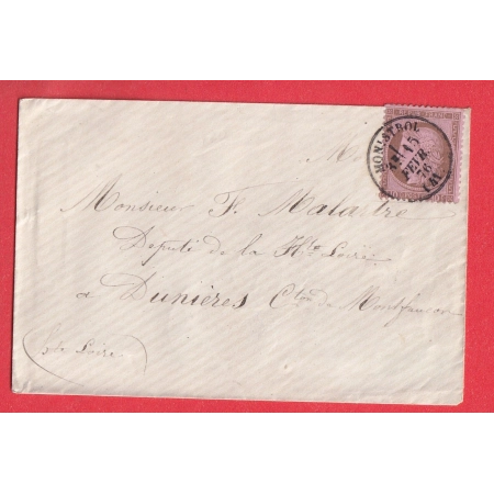 N°54 CAD TYPE 16 MONISTROL HAUTE LOIRE 1876 POUR DUNIERES