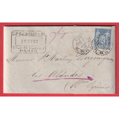 N°90 CACHET ESSAI PARIS PLACE DE LA BOURSE LES ALDUDES BASSES PYRENEES