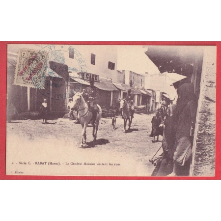 TIMBRE ESPAGNE SURCHARGE CACHET MILITAIRE HOPITAL DE CAMPAGNE RABAT MAROC 1912 CARTE POSTALE GENERAL MOINIER