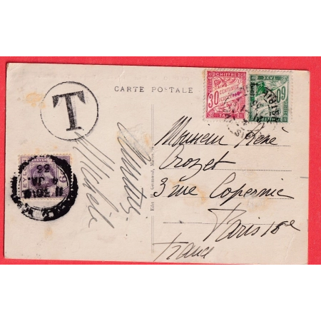 CEYLAN CEYLON COLOMBO 1933 TAXE A 90C TYPE DUVAL 30C ROUGE  60C VERT POUR PARIS