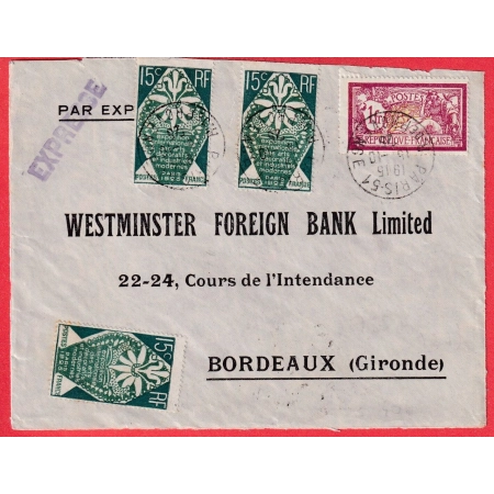 N°121 + 211X3 PARIS 51 R DE PROVENCE LEVEE EXCEPTIONNELLE PAR EXPRESS DEVANT DE LETTRE FRONT COVER