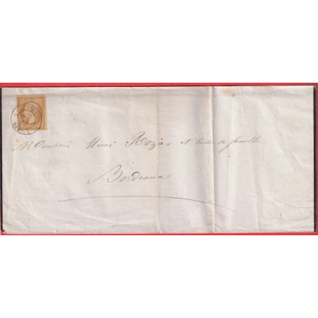 N°21 CAD TYPE 15 LODEVE HERAULT 1863 POUR BORDEAUX