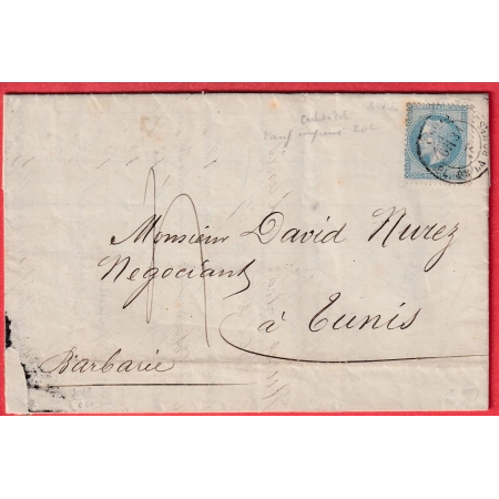 N°29 CAD PARIS PL DELA BOURSE TARIF IMPRIME REFUSE POUR TUNIS TUNISIE TRES BELLE FACTURE TAXE MANUSCRIT