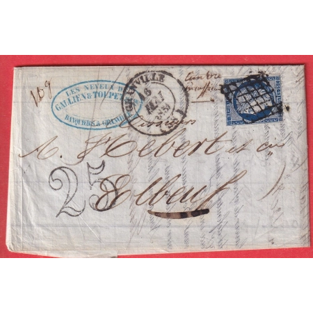 N°4 GRILLE CAD TYPE 14 GRANVILLE TAXE 25 AU TAMPON TIMBRE INSUFFISANT MANCHE ELBEUF SEINE INFERIEURE