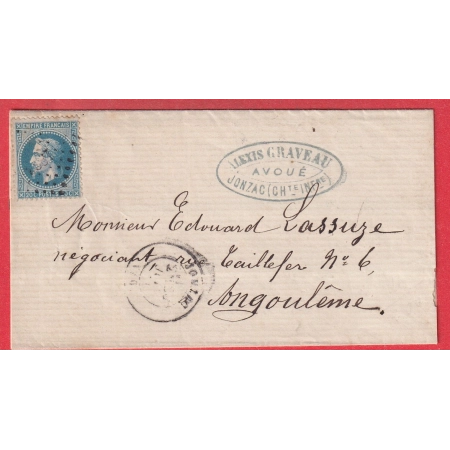 N°29 C DU GC 1883 JONZAC CHARENTE INFERIEURE POUR ANGOULEME CAD TYPE 17