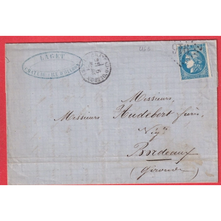 N°46B GC 916 LE CHATEAU D'OLERON CHARENTE INFERIEURE  POUR BORDEAUX MARS 1871