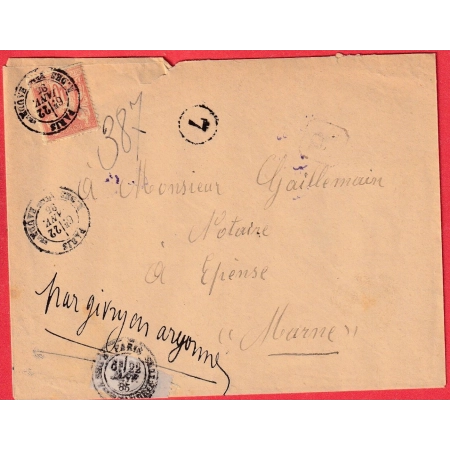 N°94 PARIS R DES VLLES HAUDRtes 1885 POUR EPENSE MARNE