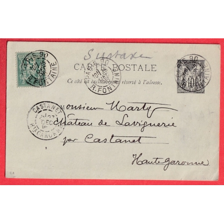 ENTIER SAGE + 75  LEVEE EXCEPTIONNELLE PARIS 90 R FONTAINE POUR CASTANET HAUTE GARONNE MENTION SURTAXEE