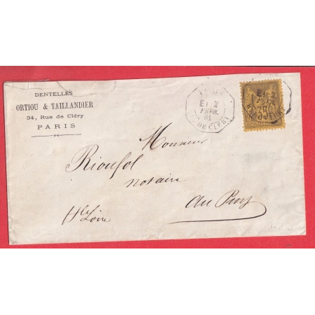 N°93 SEUL SUR LEVEE EXCEPTIONNELLE PARIS E1 RUE DE CLERY 1881 LE PUY HAUTE LOIRE