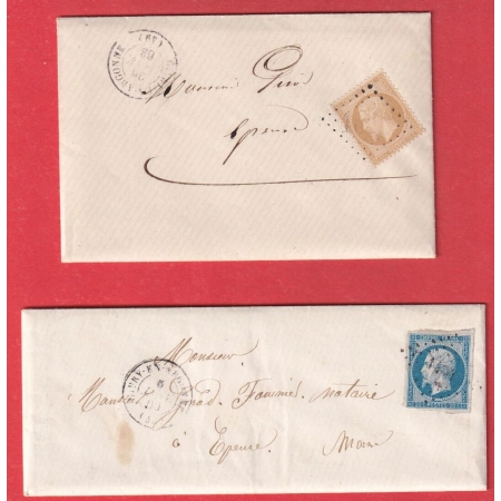 LOT DE 2 LETTRES DE GIVRY EN ARGONNE MARNE SIMPLE ET DOUBLE PORT RURALE