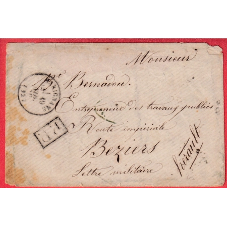 GUERRE 1870 MARIGNANE BOUCHES DU RHONE 19 NOV 1870 PP POUR BEZIERS HERAULT MENTION LETTRE MILITAIRE