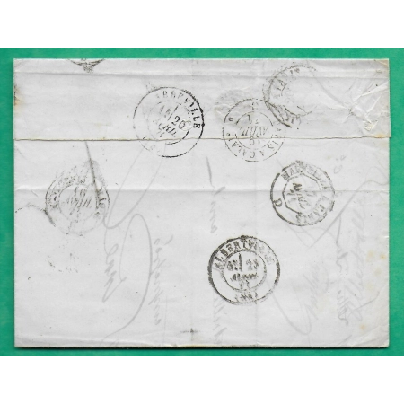 N°46B CERES BORDEAUX GC 434 BELLEY AIN POUR ABBEVILLE SOMME REXP ALBERTVILLE SAVOIE 1871 LETTRE COVER FRANCE