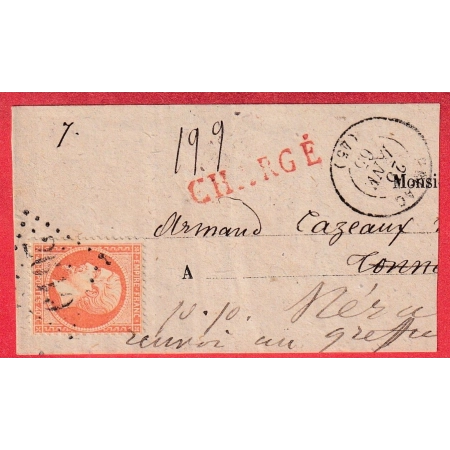 N°23 GC 2619 NERAC LOT ET GARONNE DEVANT DE LETTRE CHARGE TONNEINS REEXP NERAC