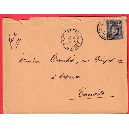 N°97 ORLEANS GARE LOIRET POUR OTTAWA CANADA 1891