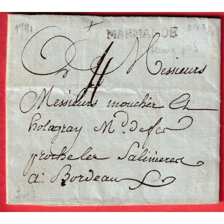 MARQUE MARMANDE LOT ET GARONNE 1791 LN°5 INDICE 10 POUR BORDEAUX LES SALINIERES GIRONDE