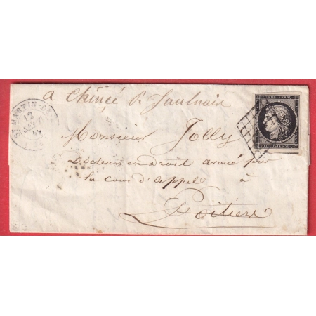 N°3 NOIR SUR BLANC TTB / SUP GRILLE ST MARTIN DE RE CHARENTE INFERIEURE POUR POITIERS VIENNE REEXPEDIEE CHINCE