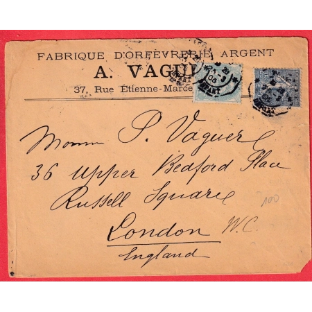 N°111 132 LEVEE EXCEPTIONNELLE PARIS DEPART 1905 POUR  LONDRES ANGLETERRE