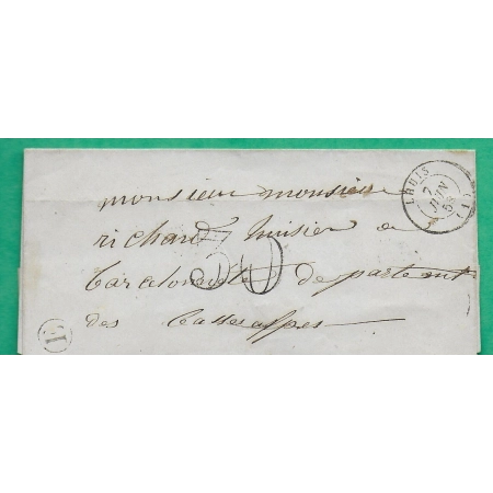 CAD TYPE 15 LHUIS AIN BOITE RURALE E NON IDENTIFIEE POUR BARCELONNETTE BASSES ALPES TAXE 30 1858 LETTRE COVER FRANCE
