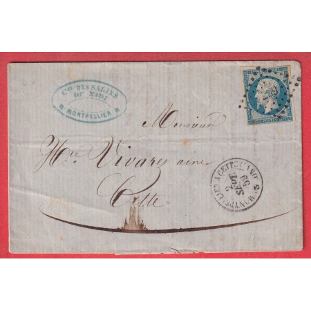 N°14 PC 687  CONVOYEUR STATION ESSAI MONTPELLIER A CETTE 3 CONV  POUR CETTE 1859 HERAULT