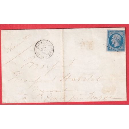 N°14 VARIETE POSTFS BLEU SUR LILAS RARE PC 3163 NAPOLEON ST LEU TAVERNY SEINE ET OISE POUR JONZAC CHARENTE