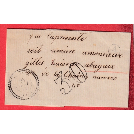 CAD TYPE 22 CREPON CALVADOS 1866 TAXE TAMPON 30 POUR BAYEUX BOITE RURALE A NON IDENTIFIEE