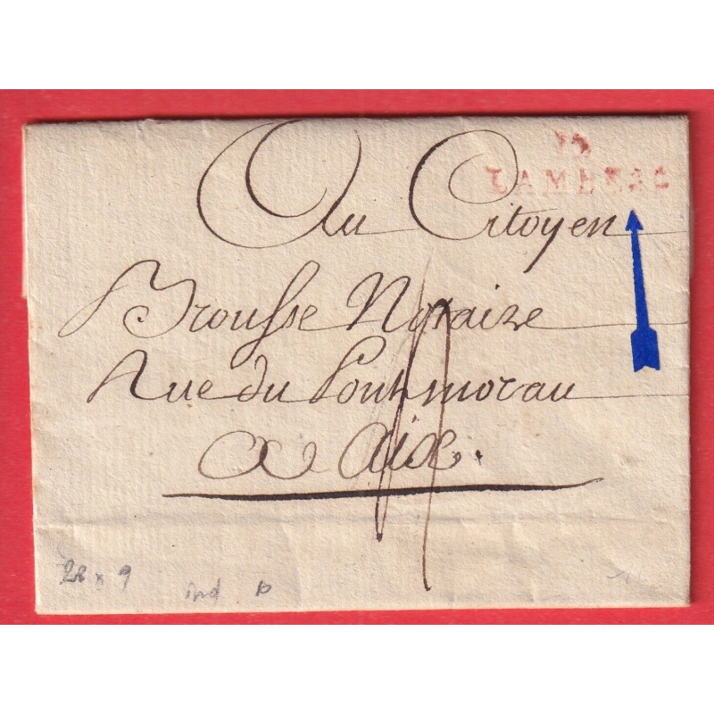 MARQUE 12 LAMBESC BOUCHES DU RHONE EN ROUGE 28X9 INDICE 10 POUR AIX EN PROVENCE