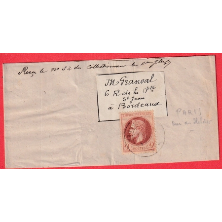 N°26 SEUL SUR BANDE DE JOURNAL CAD PARIS R DU HELDER POUR BORDEAUX TTB