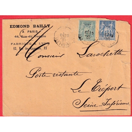 N°75 90 LYON RHONE LEVEE EXCEPTIONNELLE LYON LES TERREAUX LEVEE E1 POUR LE TREPORT SEINE INFERIEURE