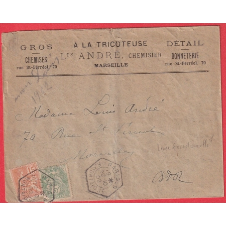 N° 111 117 PARIS 9 R MONTAIGNE LEVEE EXCEPTIONNELLE  1902 POUR MARSEILLE