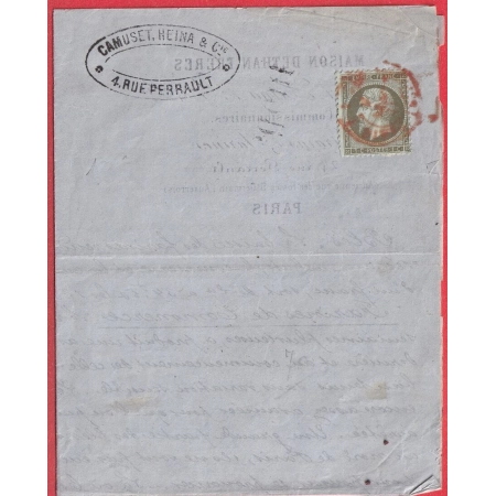 N°19 CAD ROUGE DES IMPRIMES PARIS SUR IMPRIME POUR NANTES 1868