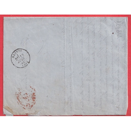N°19 CAD ROUGE DES IMPRIMES PARIS SUR IMPRIME POUR NANTES 1868