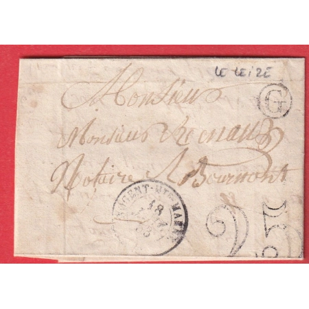 CAD TYPE 15 NOGENT HAUTE MARNE BOITE RURALE G LE LEIZE POUR BOURMONT 1853