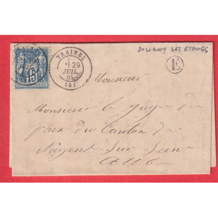 N°90 CAD TRAINEL AUBE BOITE RURALE E SOLIGNY LES ETANGS POUR NOGENT SUR SEINE