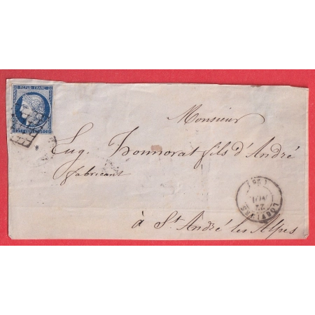 N°4 GRILLE LOUVIERS EURE POUR ST ANDRE LES ALPES DEVANT DE LETTRE FRONT COVER