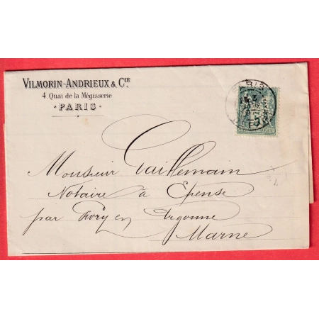 N°75 PERFORE VILMORIN ANDRIEUX PARIS 1897 POUR EPENSE MARNE