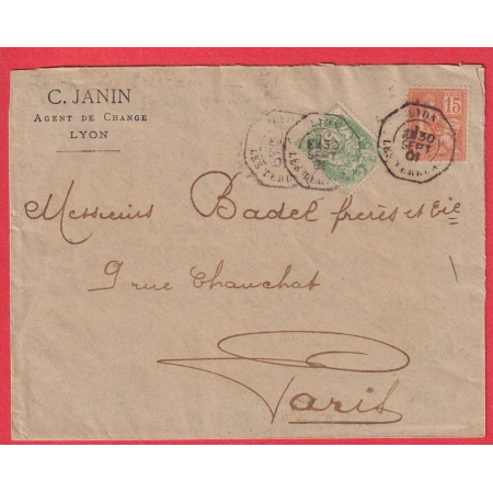 N°111 117 LEVEE EXCEPTIONNELLE LYON LES TERREAUX E1 POUR PARIS 1901