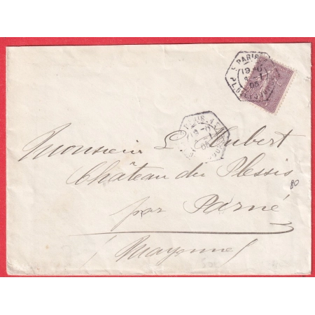 N°131 SEUL SUR LEVEE EXCEPTIONNELLE PARIS PLACE DE LA BOURSE POUR PARNE SUR ROC MAYENNE 1905