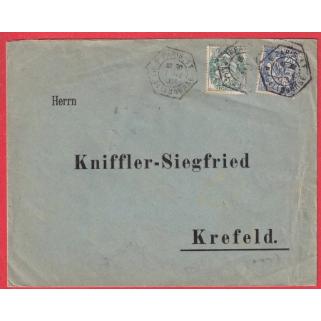 N°111 127 LEVEE EXCEPTIONNELLE PARIS PLACE DE LA BOURSE POUR KREFELD ALLEMAGNE 1903