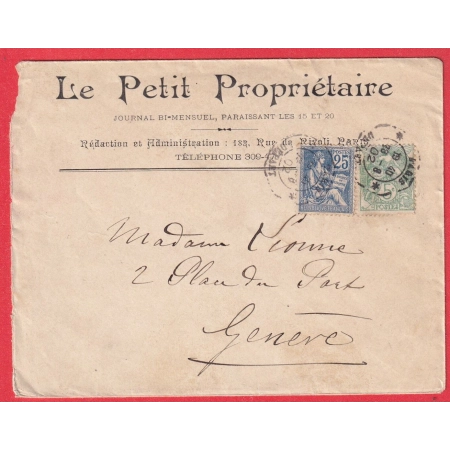 N°111 127 LEVEE EXCEPTIONNELLE PARIS DEPART 1902 POUR GENEVE SUISSE