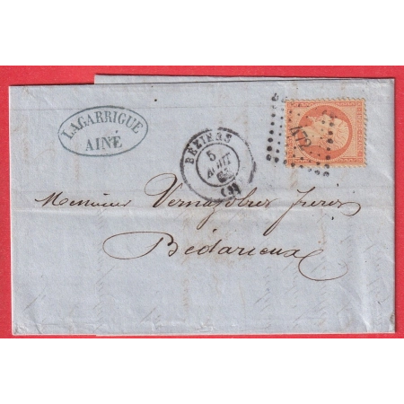 N°23 PC DU GC 472 BEZIERS HERAULT 1864 POUR BEDARIEUX