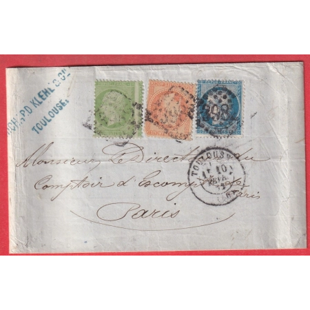 N°20 PIQUAGE A CHEVAL N°31 N°60 TRICOLORE 3 EMISSIONS GC 3982 TOULOUSE POUR PARIS