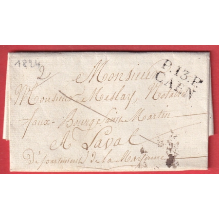 MARQUE P13P CAEN CALVADOS 1824 POUR LAVAL MAYENNE 22X12 1/2 INDICE 12