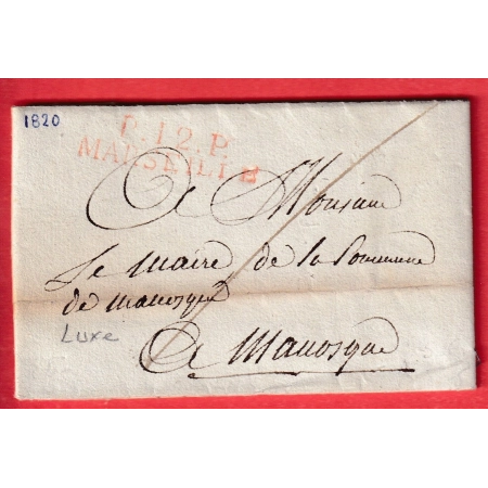 MARQUE P12P MARSEILLE EN ROUGE 1820 42X11 INDICE 8 POUR MANOSQUE BASSES ALPES